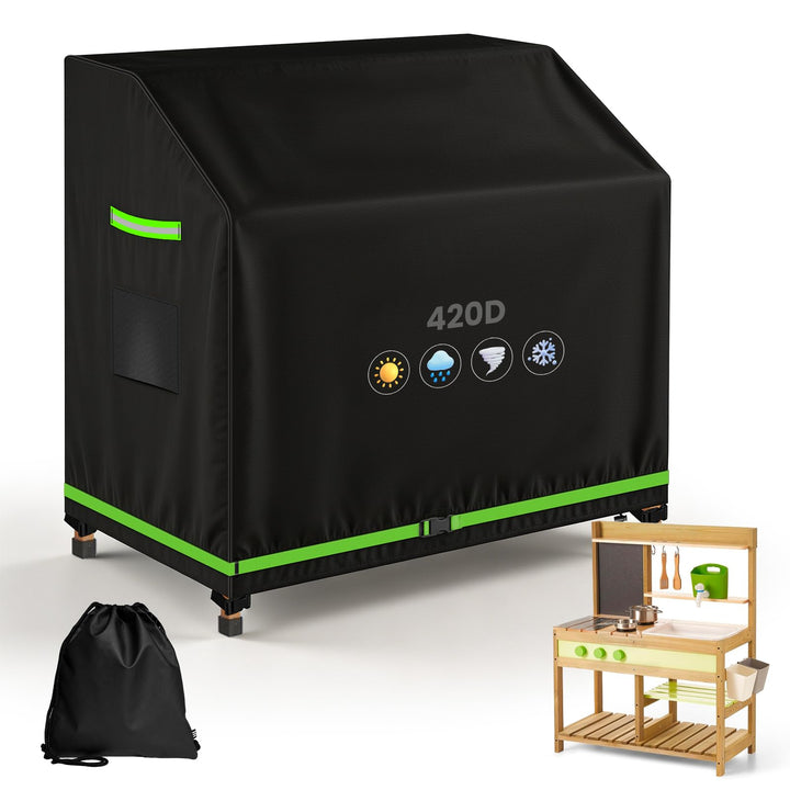 Matschküche Abdeckung, 420D Oxford 90x50x100cm (LxBxH), wasserdichte Matschküche Kinder Abdeckung, U