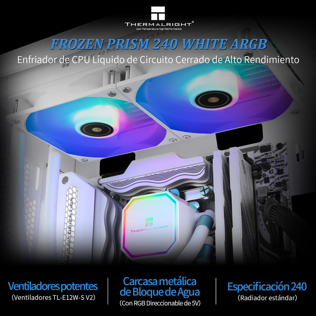 Thermalright FP240 White ARGB Flüssigkeit CPU Wasserkühler mit 120mm ARGB PWM Lüfter, 240 Weiss Cold