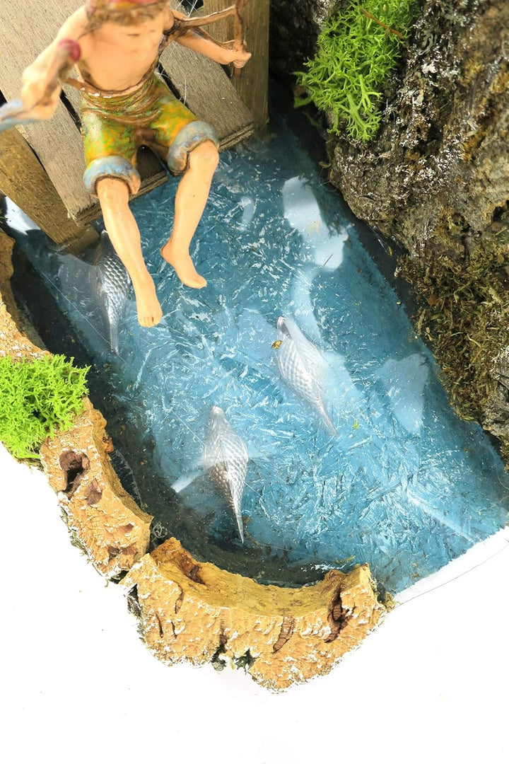 Bertoni Holzsee mit Fischer, Holz, Mehrfarbig, Einheitsgrösse