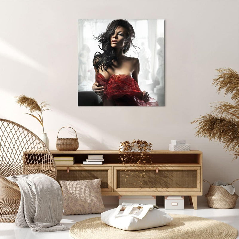 Bilder auf Leinwand 70x70cm Leinwandbild Schönheit Körper Kleid Eleganz Gross Wanddeko Bild Schlafzi