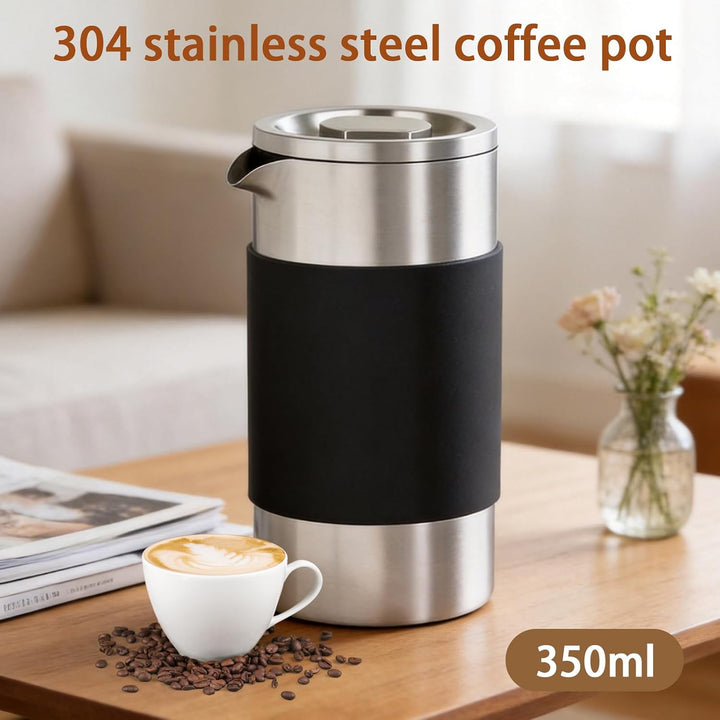 French Press 350ml, Kaffeepresse aus Edelstahl, 2-3 Tassen Kaffeebereiter Doppelwandig Thermo Warmha