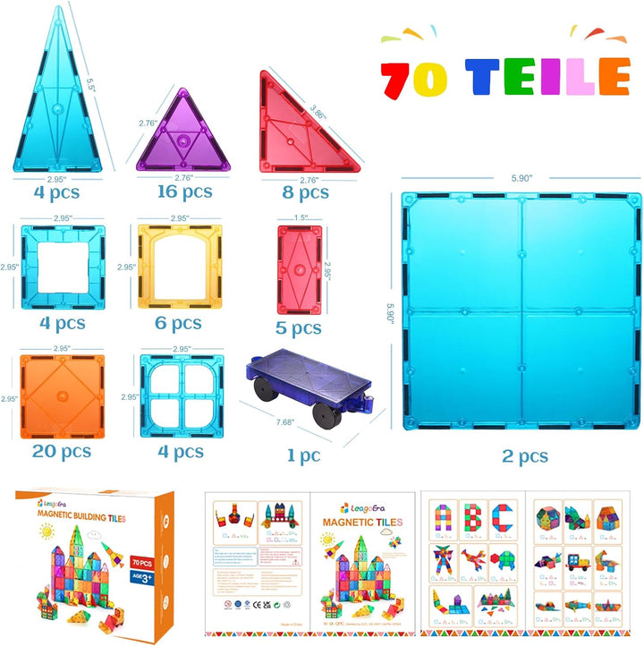 LeagoEra Magnetische Bausteine 70 Teile, Magnetspielzeug Magneten Kinder Magnetbausteine Magnet Spie