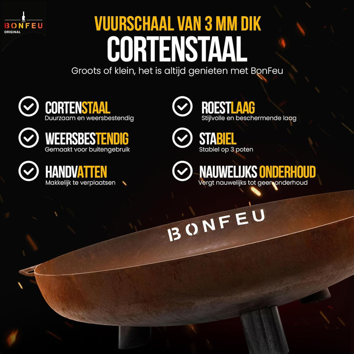 BonFeu BonBowl Plus Feuerschale 80cm - Feuerschalen für den Garten - Feuerstelle Outdoor - Feuerscha