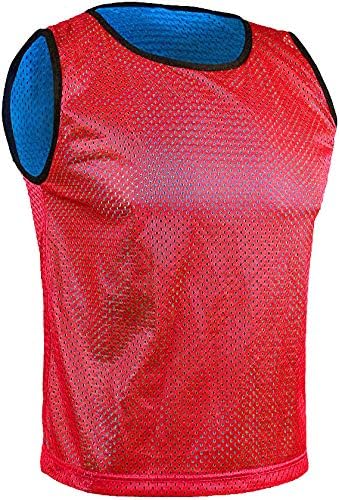 SPORTSBIBS 6X Fussball Leibchen für Kinder und Erwachsene - Set von 6 Stück - Wendeleibchen 2-Farbig