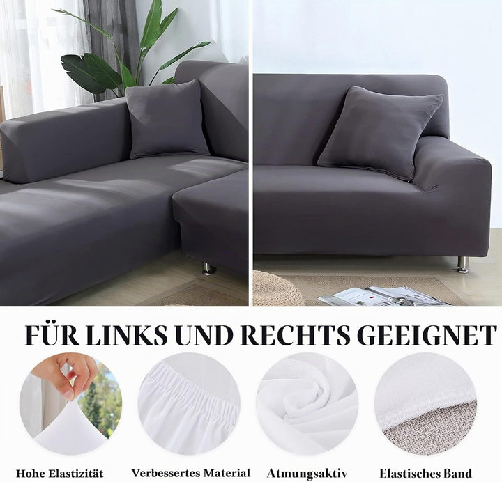 Jaotto Sofa Überwürfe Sofabezug Elastische Spandex Stretch Sofabezüge Couchbezug für L-Form Sofa Uni