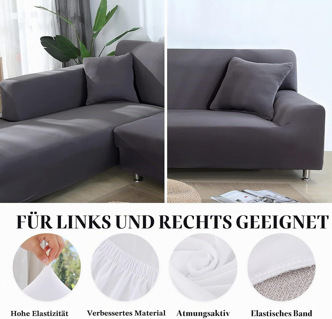 Jaotto Sofa Überwürfe Sofabezug Elastische Spandex Stretch Sofabezüge Couchbezug für L-Form Sofa Uni