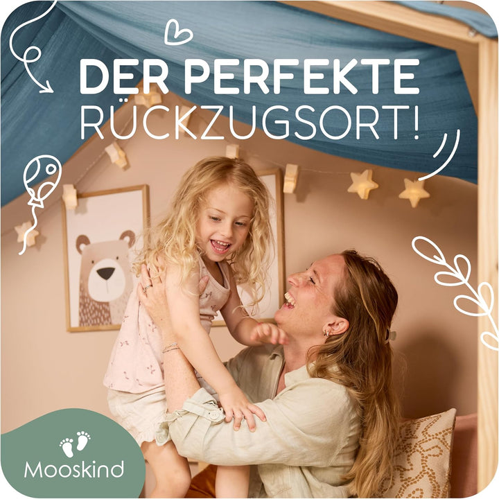 Hausbett Himmel – Aus weichem Musselin in 7 Farben – 100% Bio-Baumwolle – Traumhafte Hausbett Deko &