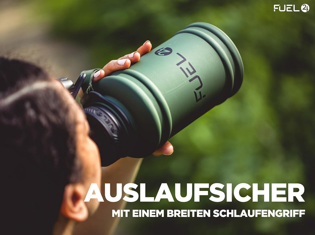 Fuel24 Extra Stark Trinkflasche Edelstahl Metall 1.3L & 2.2L - Auslaufsicher & BPA-Frei Wasserflasch