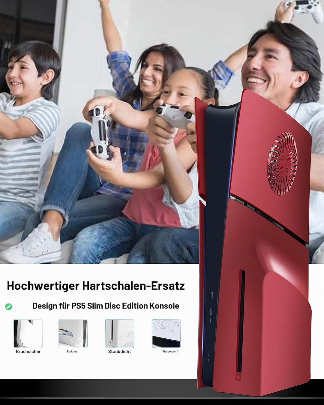 Joso Frontblende mit Kühlungsöffnung für PS5 Slim Disc Edition, Kratzfeste und staubdichte Ersatzabd