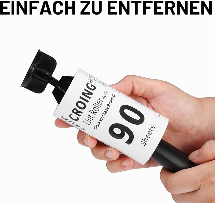 CROING Fusselrollen für Haustiere, 810 Blatt Fusselroller-Nachfüllpackungen & 2 Griffe, 90 Blatt pro