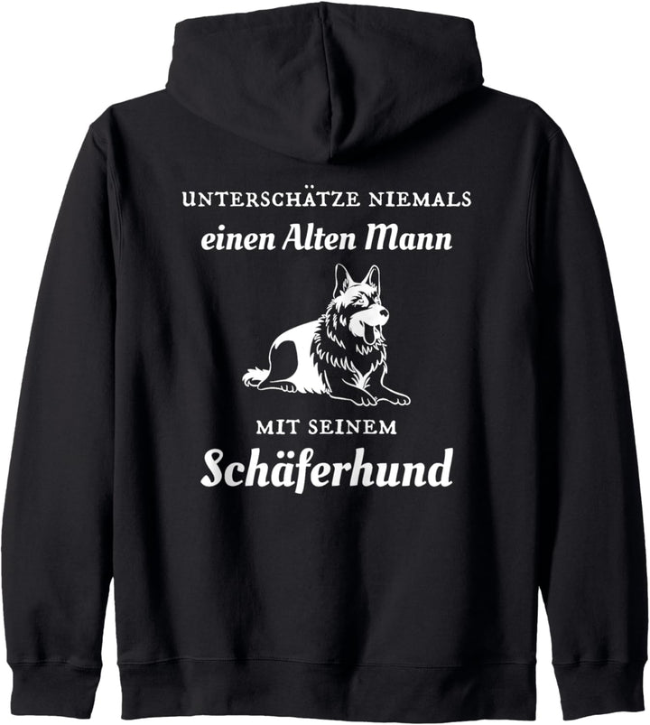 Unterschätze niemals einen alten Mann mit seinem Schäferhund Kapuzenjacke