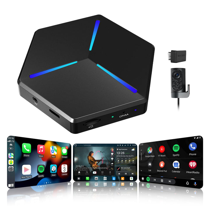 AI Box 8G+128G Android 13 Wireless CarPlay/Android Auto Adapter, HDMI, 4G LTE. Set mit AC-HD21F 1080
