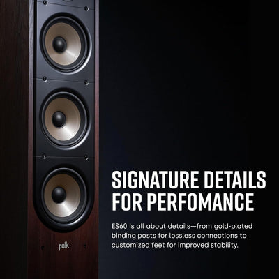 Polk Audio Signature Elite ES60 hochauflösender HiFi Standlautsprecher fürs Heimkino, Hi-Res Zertifi