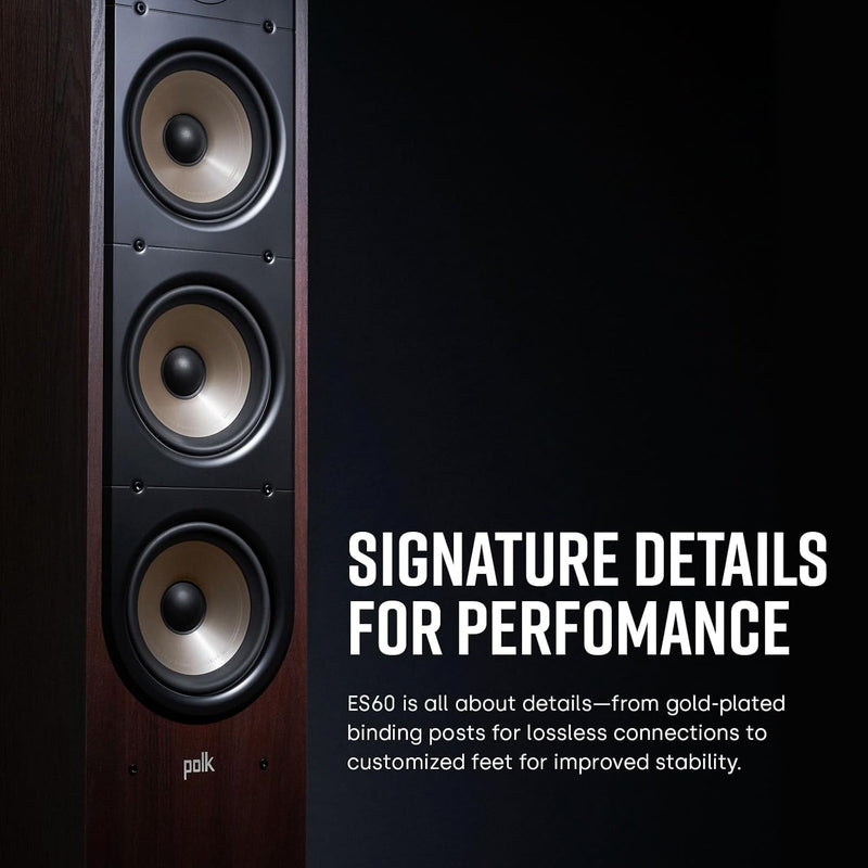 Polk Audio Signature Elite ES60 hochauflösender HiFi Standlautsprecher fürs Heimkino, Hi-Res Zertifi