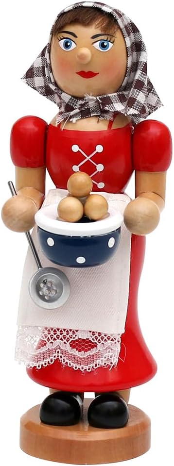 Dekohelden24 Räucherfrau, ca. 18 cm, Klossfrau Rot