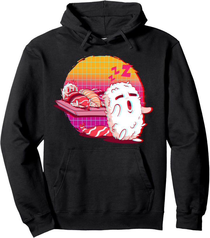 Sushi Kawaii Nigiri Maki Japanese Food Vaporwave Aesthetic Pullover Hoodie