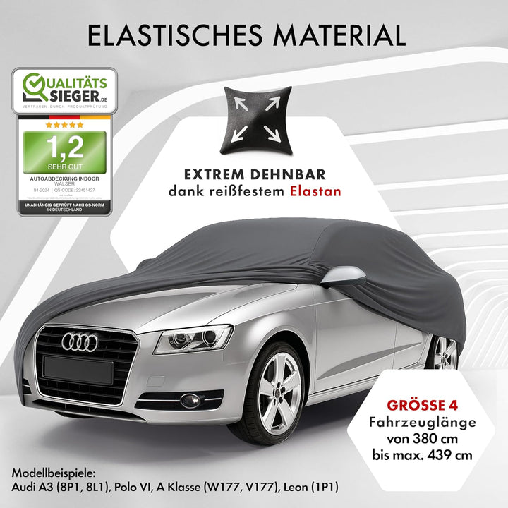 WALSER Premium Abdeckung Auto Indoor Stretch Plus Qualitätssieger Sehr Gut* Autoabdeckung Winter Aut