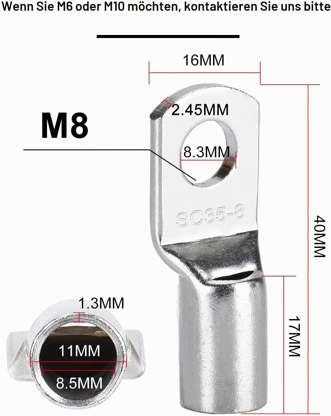 DIHOOL batteriekabel 25mm2 m8 100cm 4 AWG Silikonkabel Wellrohr Kabelrohr Weich und Flexibel Hitzebe