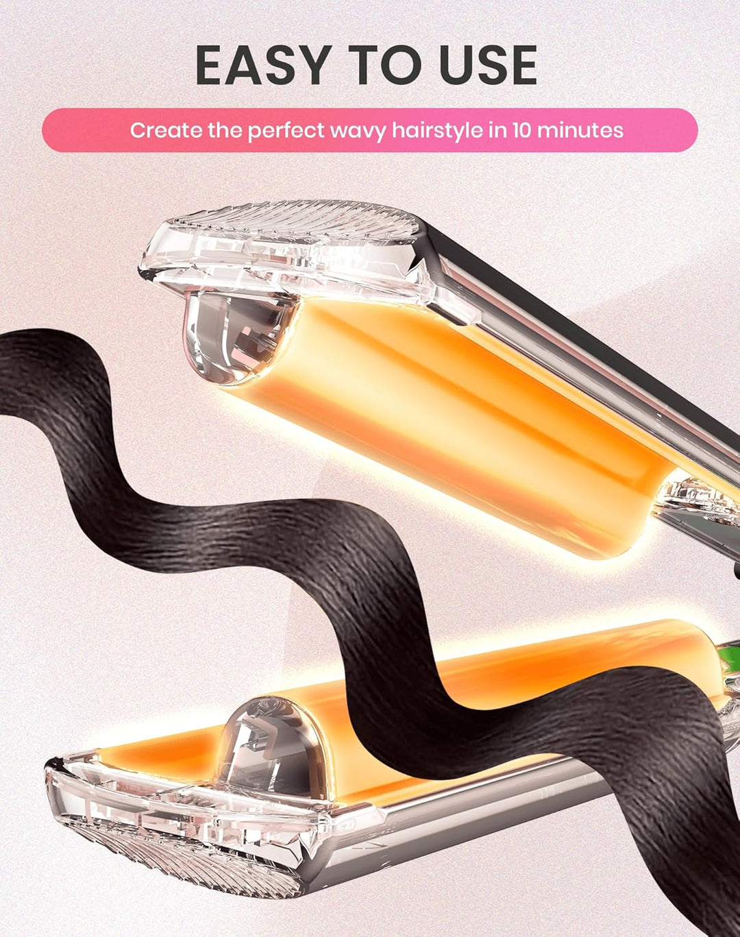 UKLISS Welleneisen, Pro Mini Welleneisen für Haare LCD-Anzeige 120-210℃, Reisegrösse Beach Waves Loc