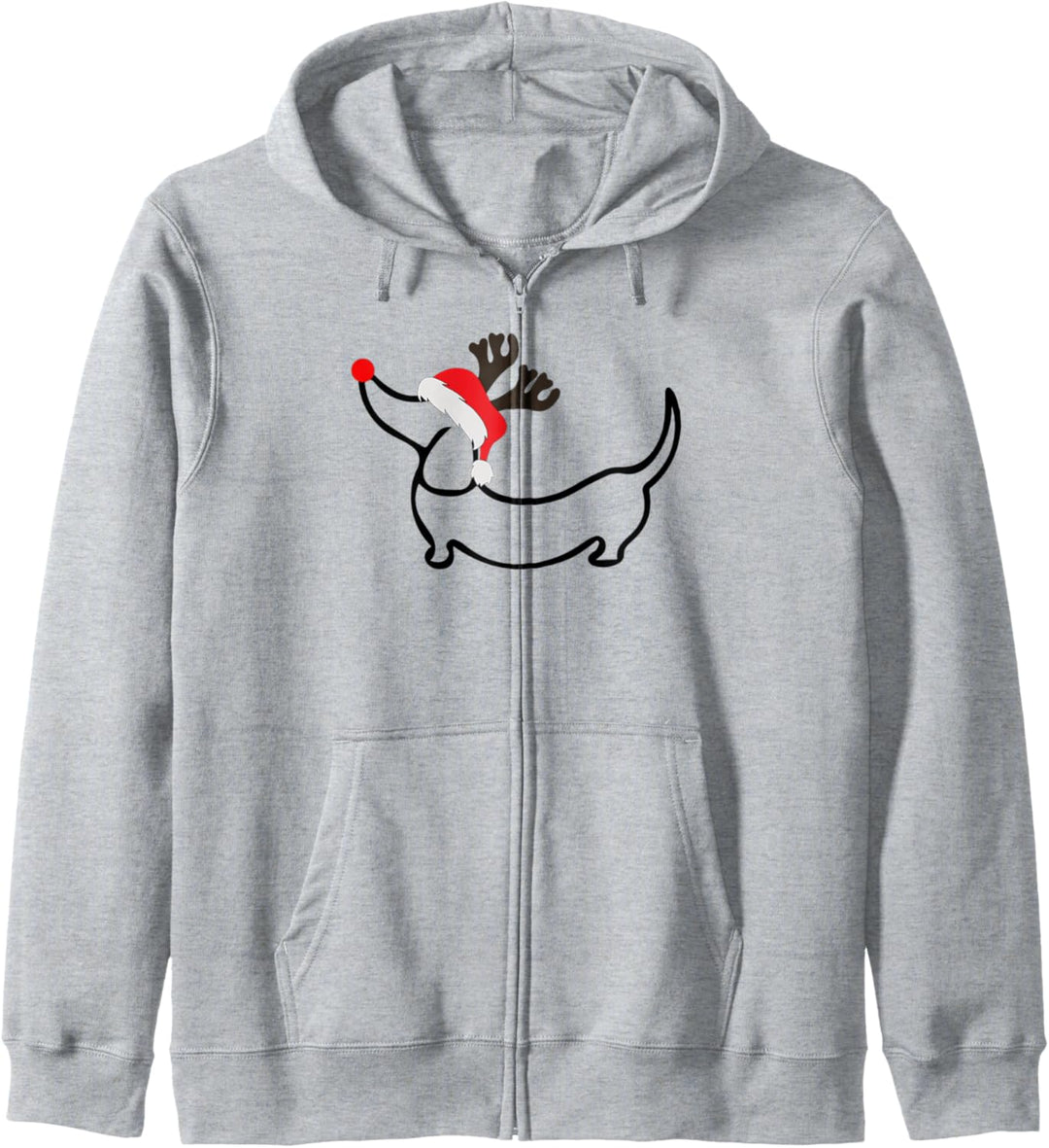 Weihnachtsdackel Rentier in Nikolausmütze Kapuzenjacke