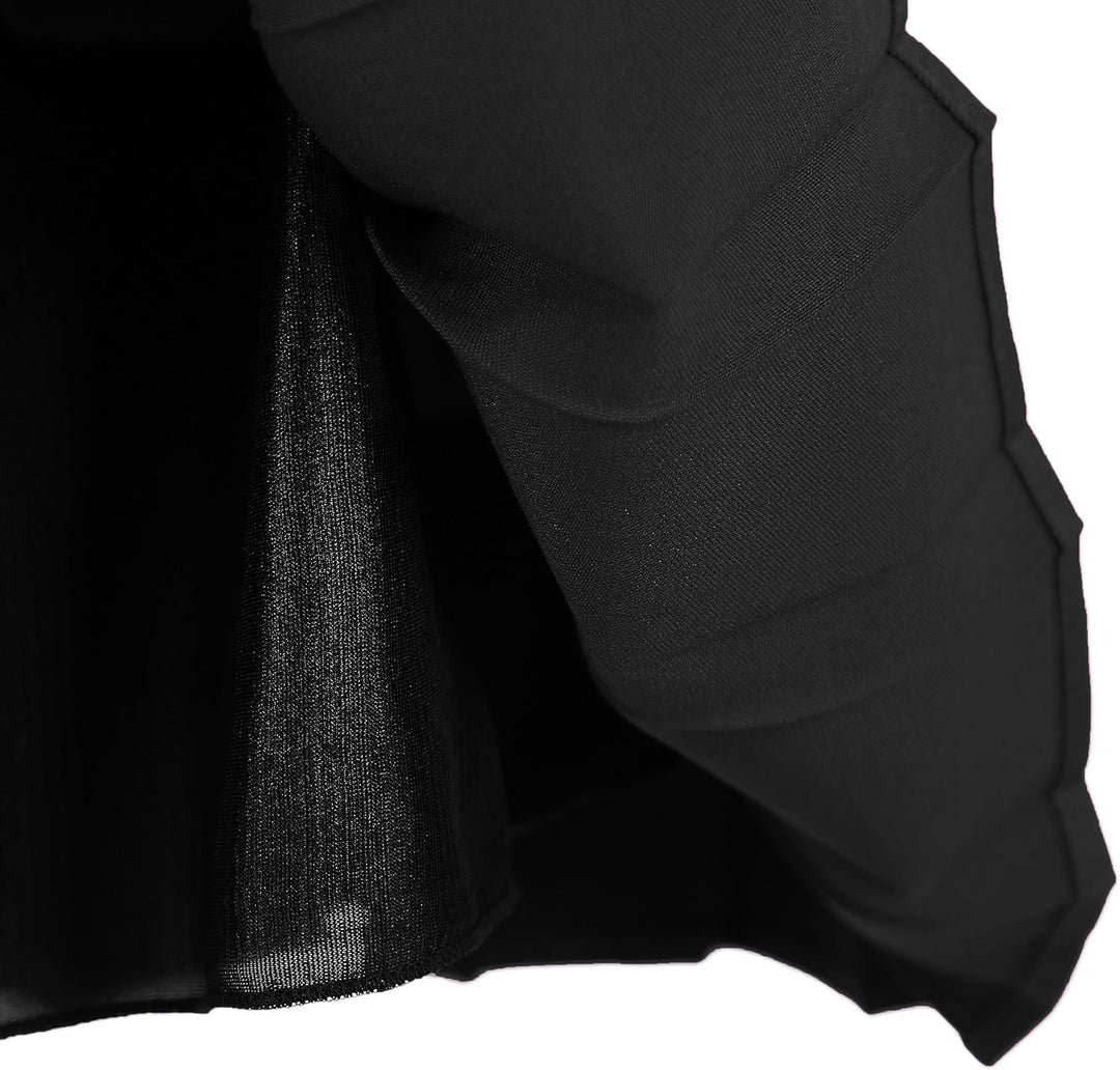 Urbancoco Damen Schulmädchen-Stil Faltenrock Elastische Hohe Taille Minirock L Solid Balck, L Solid