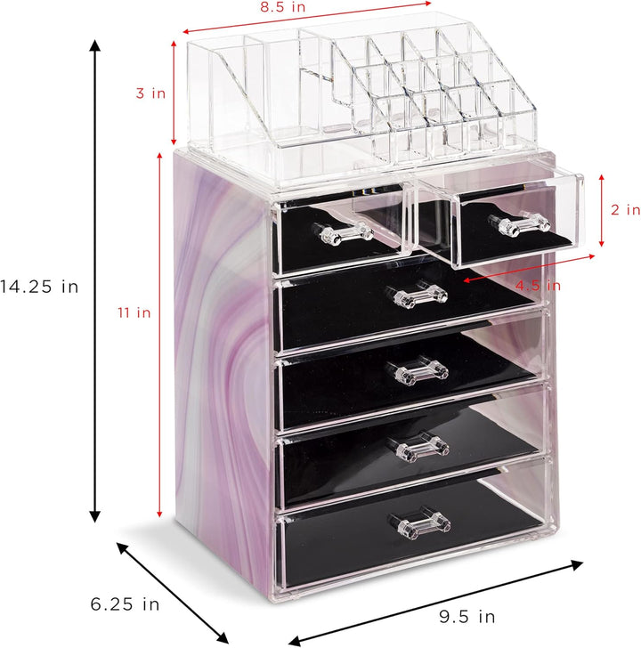 Sorbus Aufbewahrungsbox aus Acryl, geräumiges Design, ideal für Badezimmer, Kommode, Schminktisch un