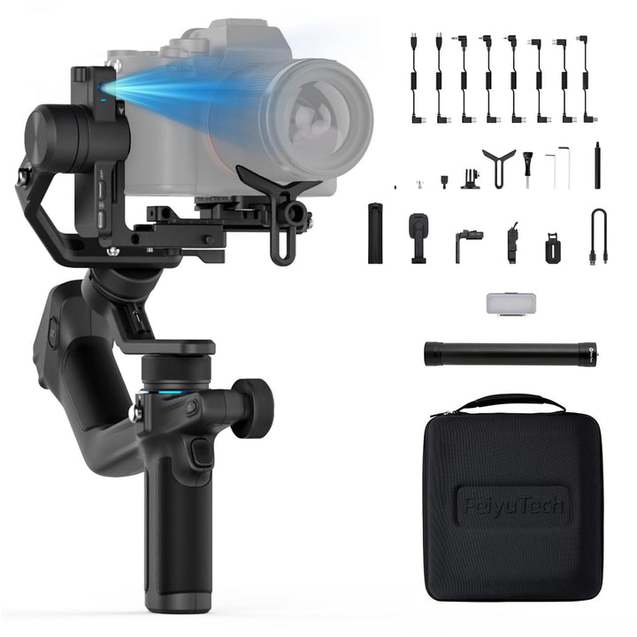Feiyu SCORP Mini 2 Kit – AI-Tracking 3-Achsen Kamera Gimbal Stabilisator für spiegellose Kameras, Ac