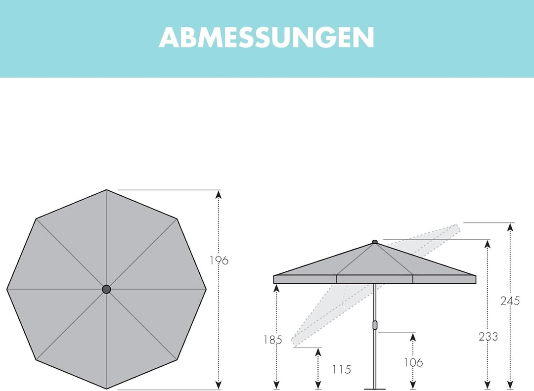 derby Strandschirm Mittelmast, hellblau