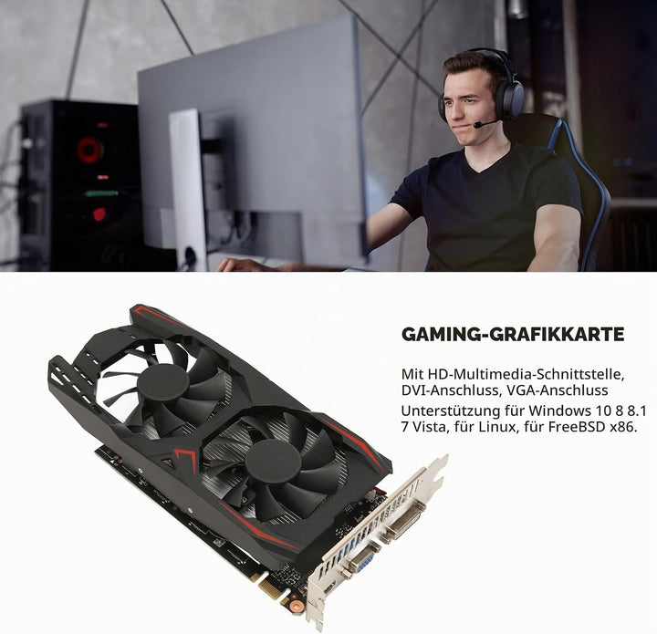 GTX1050Ti Grafikkarte, 2G GDDR5 128 Bit 928 MHz PCI E 2.0 Gaming Grafikkarte, HDR Grafikkarte mit Lü