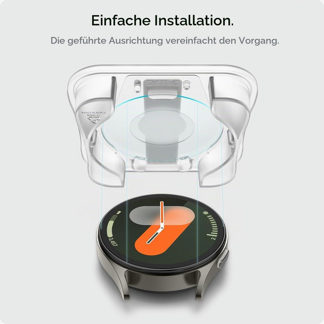 Spigen Glas.tR EZ Fit Schutzfolie kompatibel mit Samsung Galaxy Watch 7 40mm, 2 Stück, Nicht hüllenf