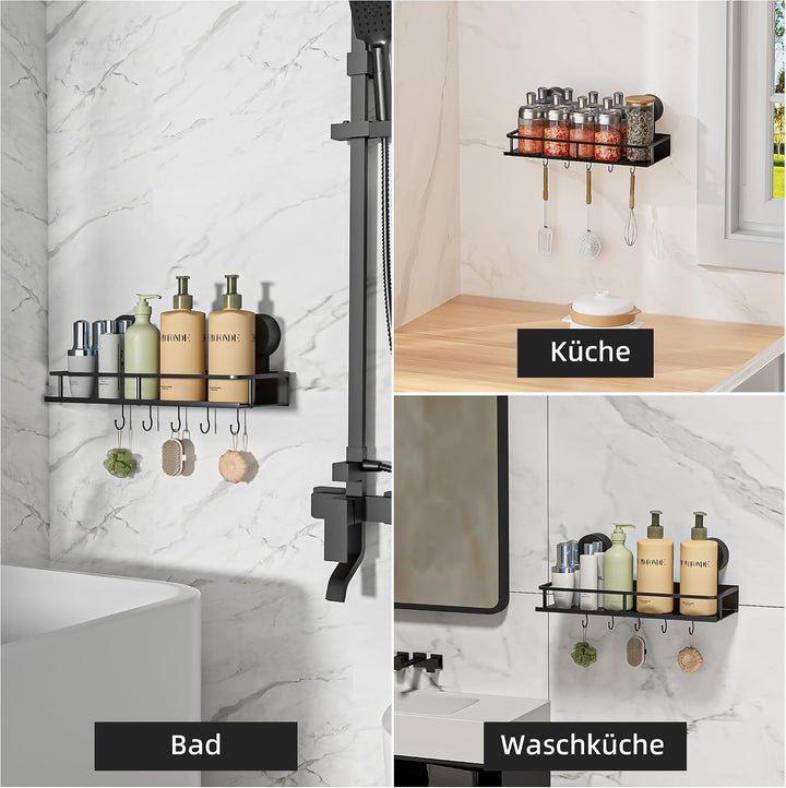 Wisfame Duschablage Saugnapf ohne Bohren,2 Stück Aluminium Badregal Saugnäpfen,Saugnapf Badezimmer R