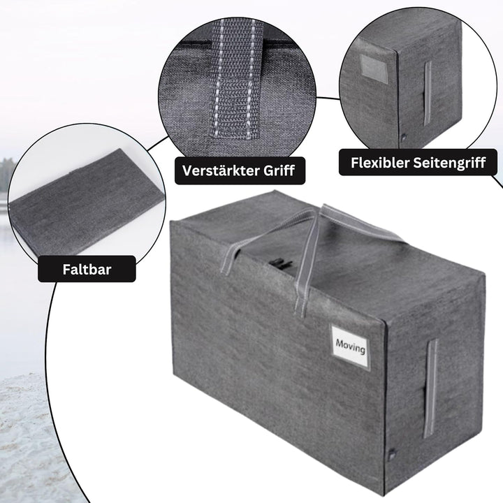 VENO 6er-Pack strapazierfähige grosse Aufbewahrungstasche mit Reissverschlüssen und Etikettentasche