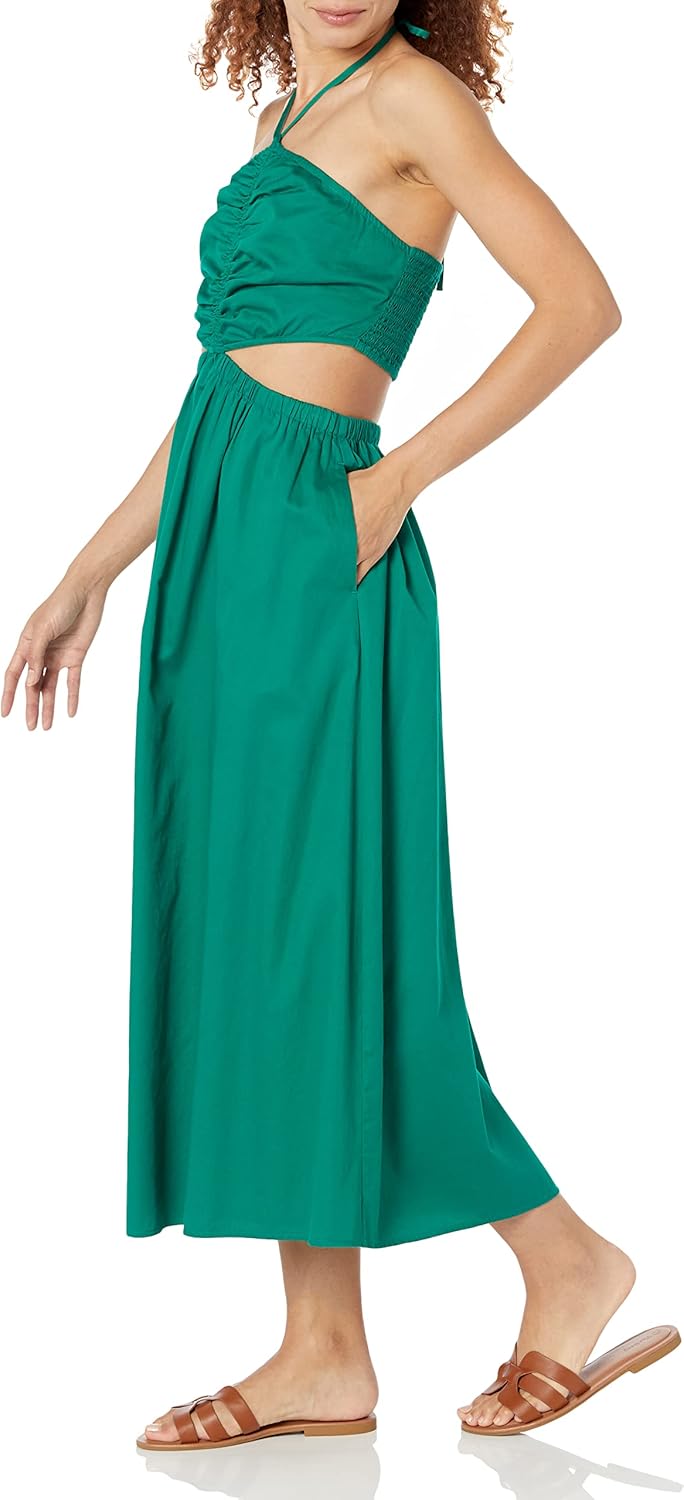 The Drop Damen Brinda Maxikleid aus Baumwolle mit Ausschnitten und Neckholder Maxi Dress L Ultramari