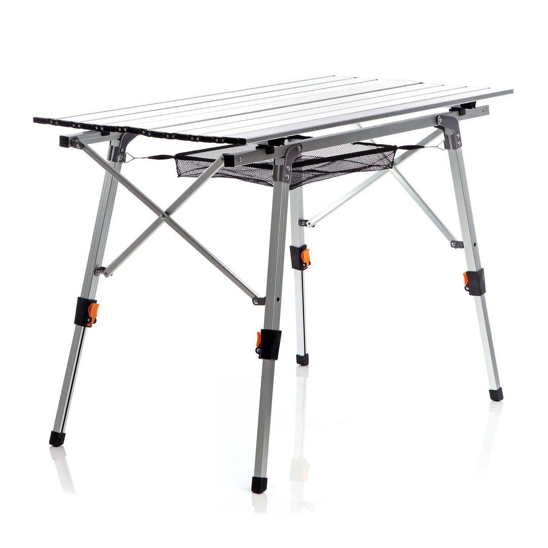 Wiltec Faltbarer Campingtisch 90x53 cm höhenverstellbar Klapptisch aus Aluminium max. 30kg mit aufro