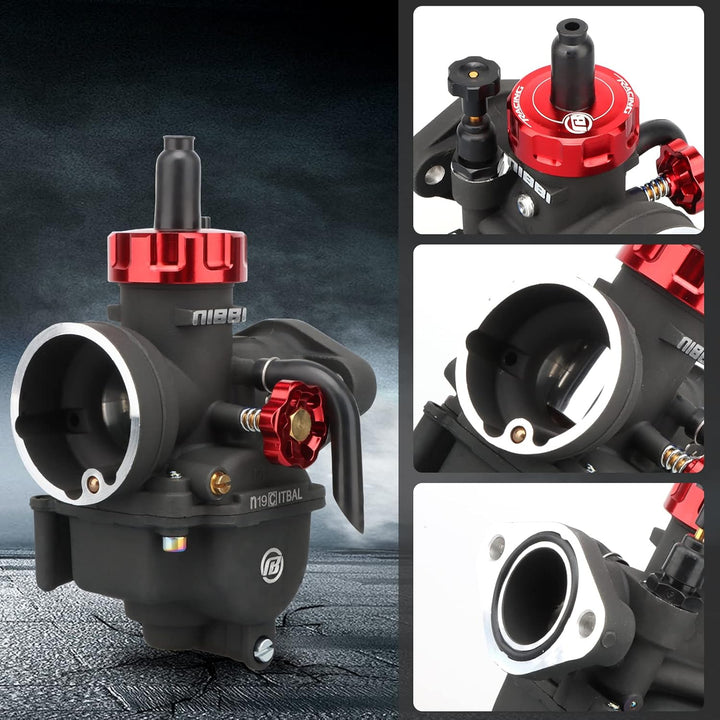 NIBBI Vergaser PE19mm, passt 100cc/110cc/125cc Flansch Motorrad Motoren, drei Hauptstrahl und ein la