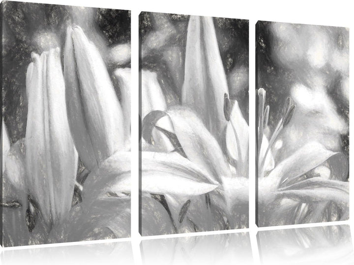 Pixxprint schöne orangene Lilien Kunst als Leinwandbild/Grösse: 3 Teilig (120x80) / Wandbild/Kunstdr