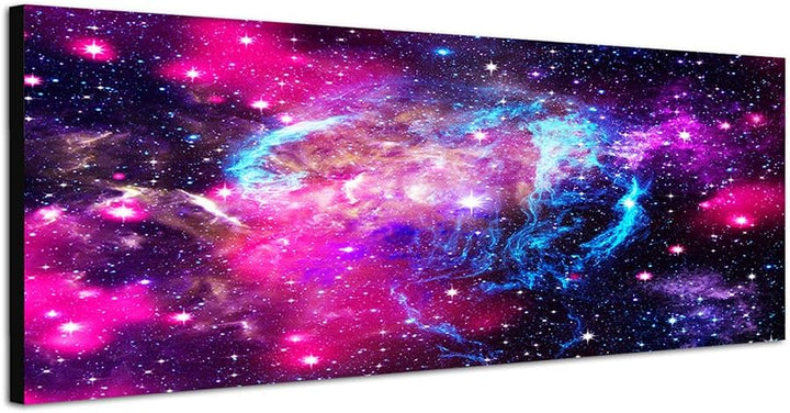 Paul Sinus Art Panoramabild auf Leinwand und Keilrahmen 150x50cm Sterne Lichter Weltraum abstrakt