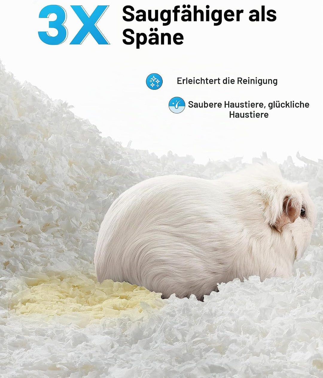 BUCATSTATE Hamster Streu 70L, Papier Einstreu für Kleintiere, Besonders Saugfähige &amp; 99,9% Staubfrei