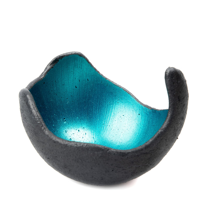 Lichtschale türkis - S (15cm) - Beton schwarz - grau - Unikat handmade - Geburtstagsgeschenk - Garte