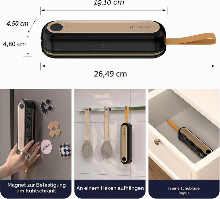Ciarra Mini Folienschweissgerät, Vakumierergerät für lebensmittel 3 Modi, Automatisches Mini Bag Sea