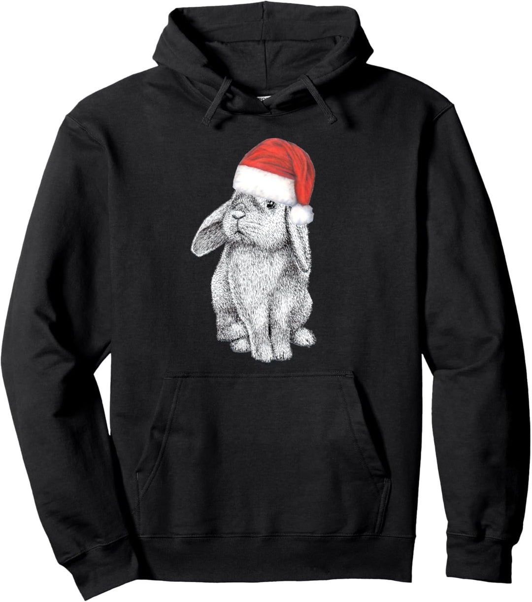 Hängeohr Bunny Rabbit Wearing Christmas Santa Claus-Hut Pullover Hoodie