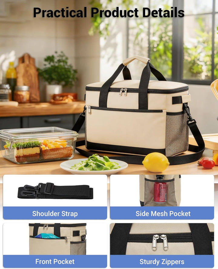 KONO Kühltasche 20L, Grosse Isolierte Lunchtasche Faltbar, Tragbare Thermotasche mit Verstellbarem S