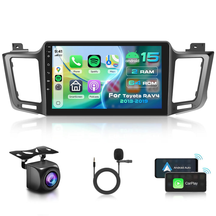 Android 15 Autoradio für Toyota RAV4 2013-2019 mit Wireless CarPlay Android Auto 2+64G, 9 Zoll Bilds