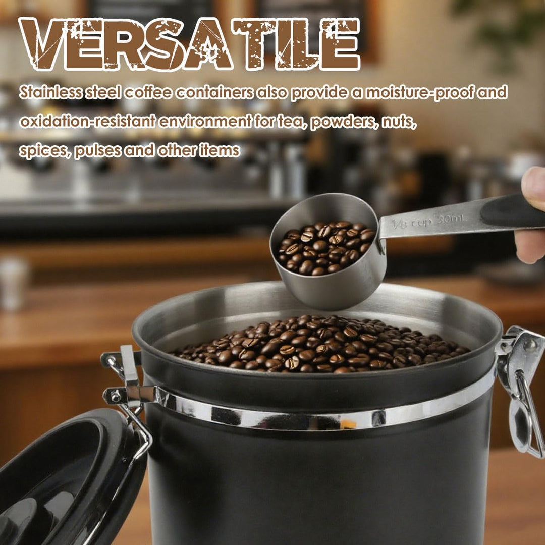 2,8 L Kaffeedose Luftdicht 1kg Bohnen, Vakuum Kaffeedose mit EdelstahllöFfel Und Zeiterfassungsaufbe