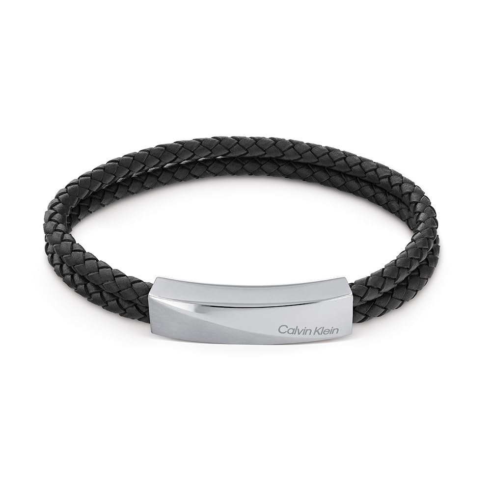 Calvin Klein Lederarmband für Herren Kollektion WRAPPED & BRAIDED Black, Black