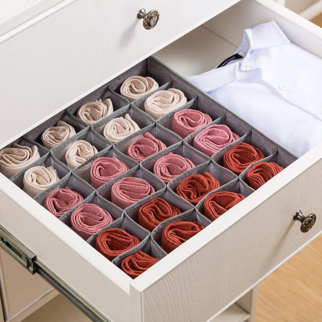 Qozary Schrank-Organizer für Socken, Schublade, 24 Zellen, faltbar, Schrank-Organizer Unterwäsche, A