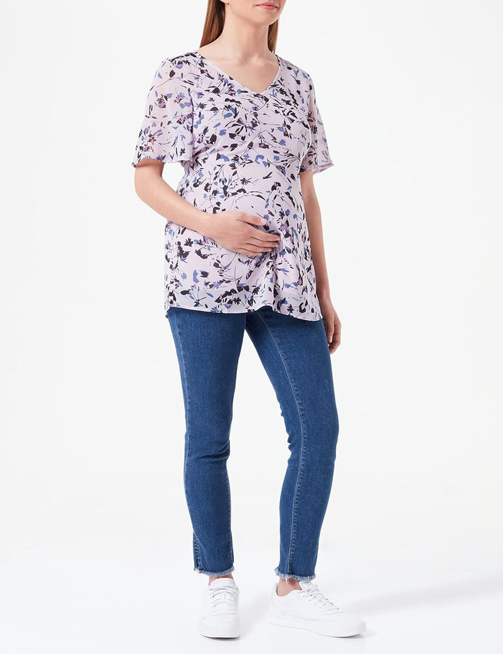 Noppies Maternity Damen Blouse Short Sleeve Allover Print Kula Bluse, Iris-P905, XXL