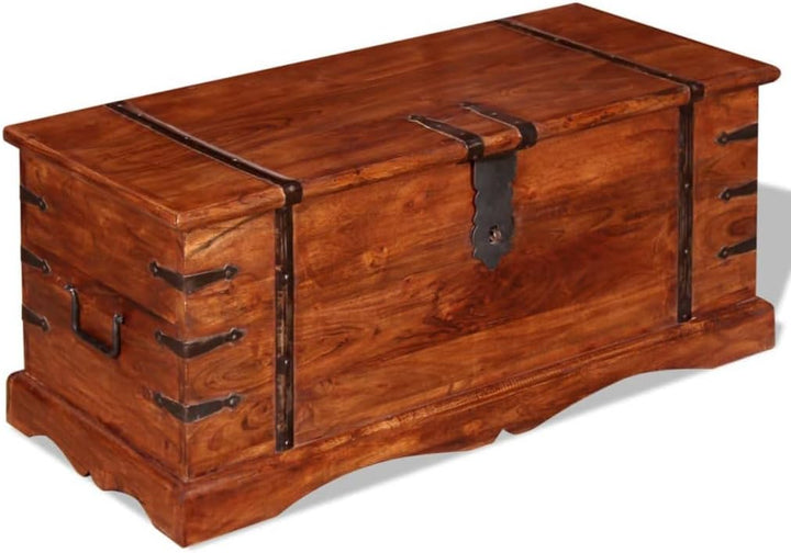 vidaXL Massivholz Aufbewahrungstruhe Holztruhe Couchtisch Beistelltisch Vintage Braun 1, Braun 1