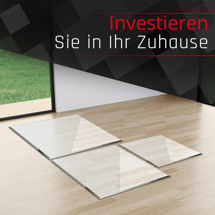 BIJON Funkenschutz-Platte mit Facettenschliff, Glasplatte Kaminofen, Kaminschutz mit ESG Sicherheits