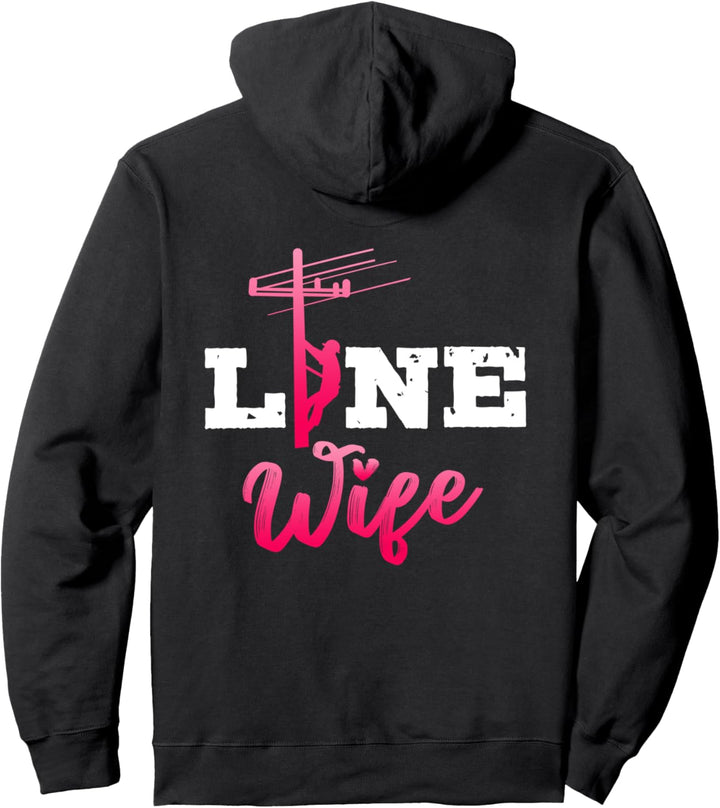 Lineman Gifts Lineman Wife Image On Back Of Shirt Pullover Hoodie